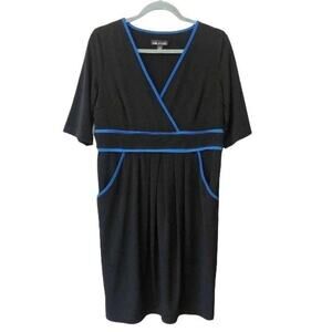I. N. Studio black dress electric blue trim 12